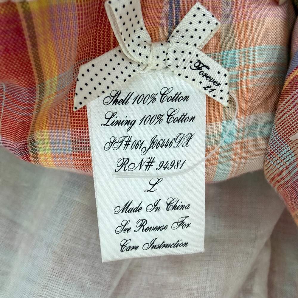 Vintage Cottagecore Dress Large Plaid Halter Crochet Milkmaid Boho Prairie Y2K - Picture 11 of 14
